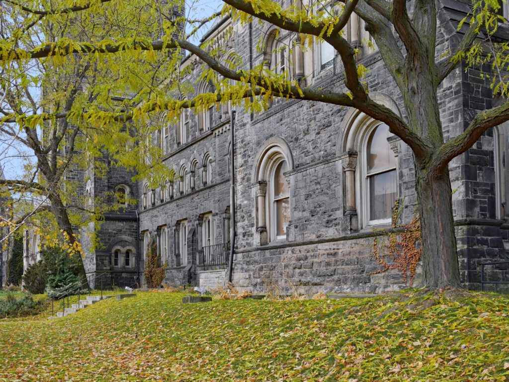 a photograph of a building on a college campus